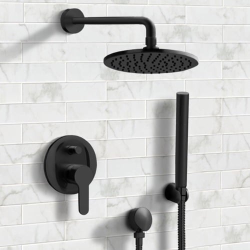 Matte Black Shower System with 8